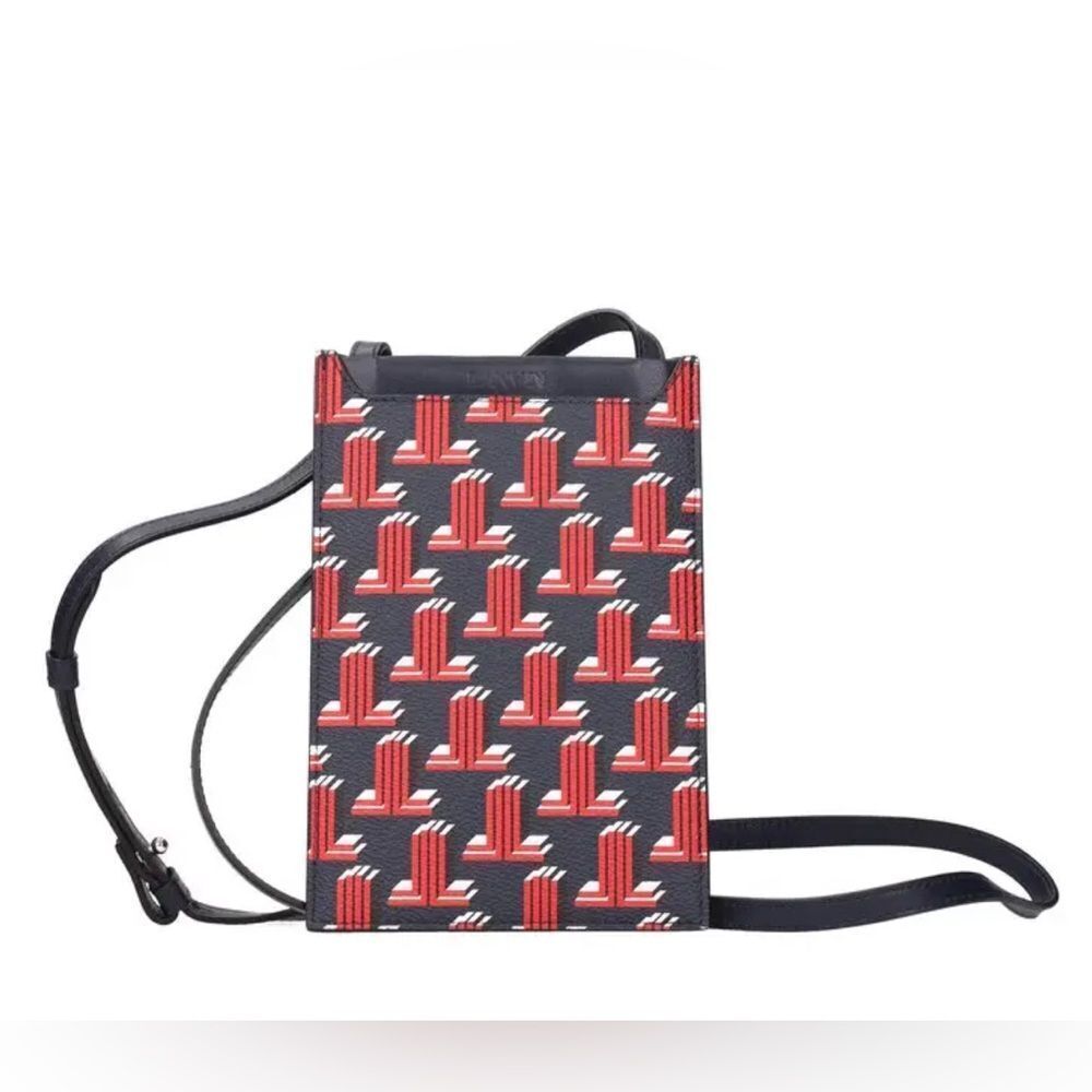 Lanvin Red & Blue Crossbody Leather Phone/Card Holder Bag